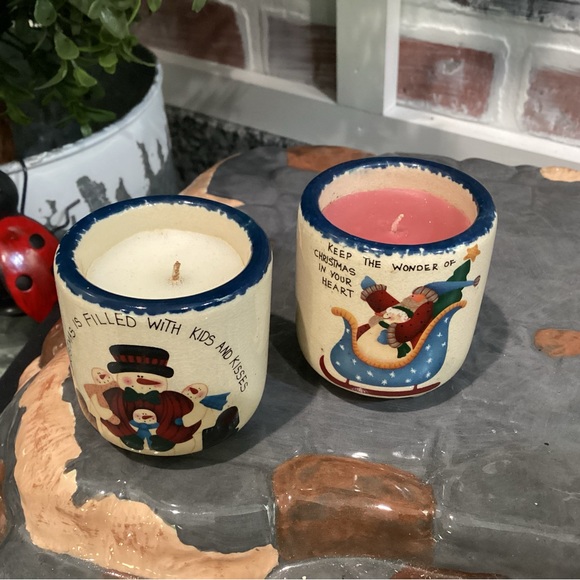 🔴 Set of 2 beautiful ceramic crafted Christmas themed candles - PLUS Free One - Picture 2 of 11